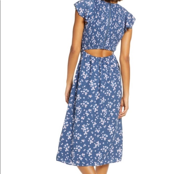 Ali & Jay Smocked Floral Midi Dress blue size Large - Picture 2 of 15